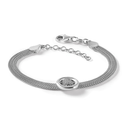 Sterlingsilber Rhodiniert Platin Kreis Multi Strang 1 Zoll Verlängerung. Armband
