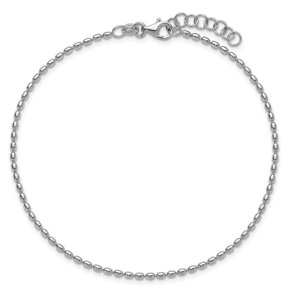 Sterlingsilber Rhodiniert Gekugelt Plus Verlängerung. Kette Fußkettchen