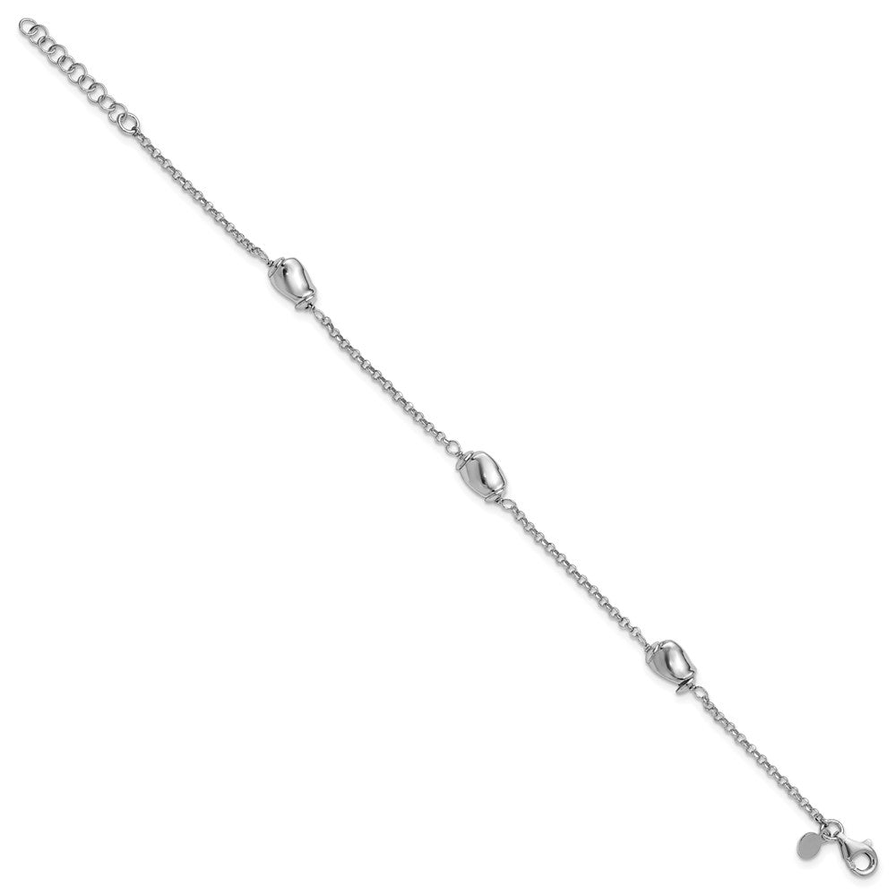 Sterlingsilber Rhodiniert Poliert Perlen 1 Zoll Verlängerung. Armband