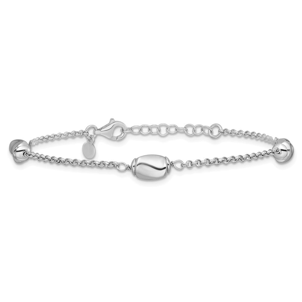 Sterlingsilber Rhodiniert Poliert Perlen 1 Zoll Verlängerung. Armband