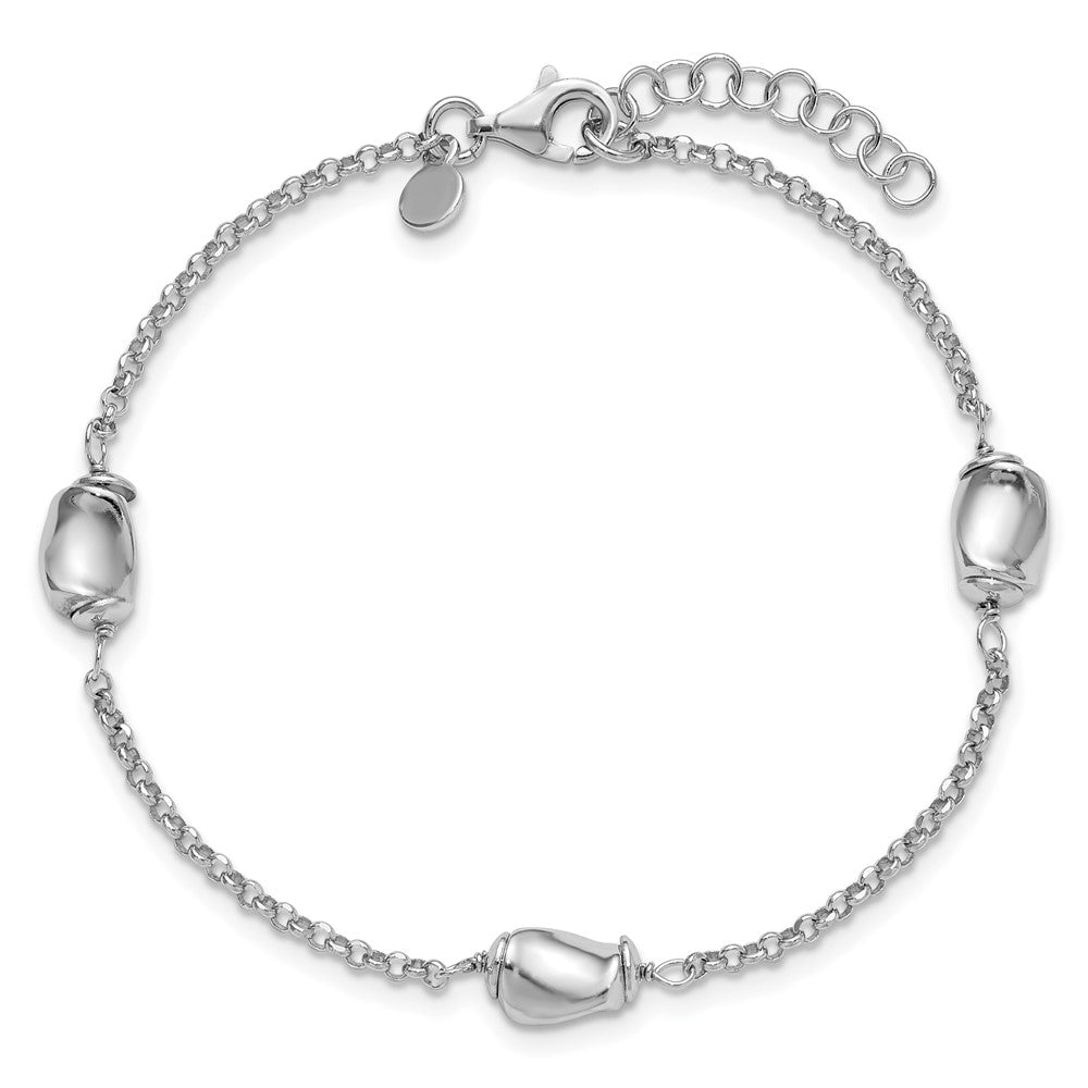 Sterlingsilber Rhodiniert Poliert Perlen 1 Zoll Verlängerung. Armband