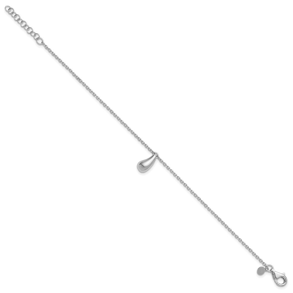 Sterlingsilber Rhodiniert Platin Poliert Hängend Perle 1 Zoll Verlängerung. Armband
