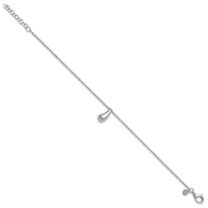 Sterlingsilber Rhodiniert Platin Poliert Hängend Perle 1 Zoll Verlängerung. Armband