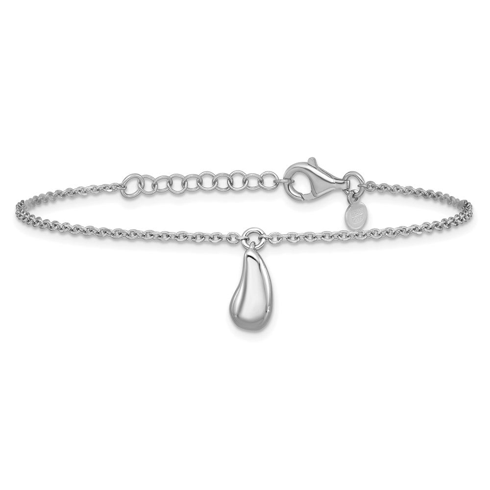 Sterlingsilber Rhodiniert Platin Poliert Hängend Perle 1 Zoll Verlängerung. Armband
