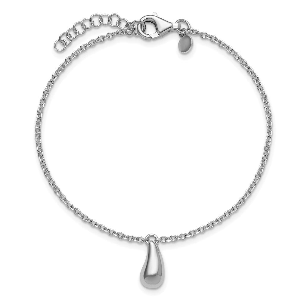 Sterlingsilber Rhodiniert Platin Poliert Hängend Perle 1 Zoll Verlängerung. Armband