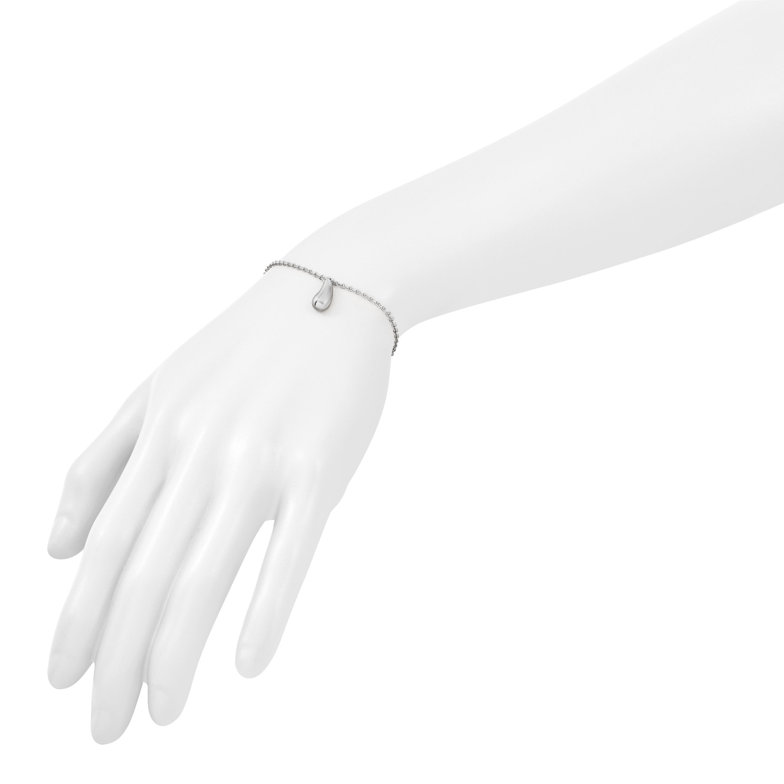 Sterlingsilber Rhodiniert Platin Poliert Hängend Perle 1 Zoll Verlängerung. Armband