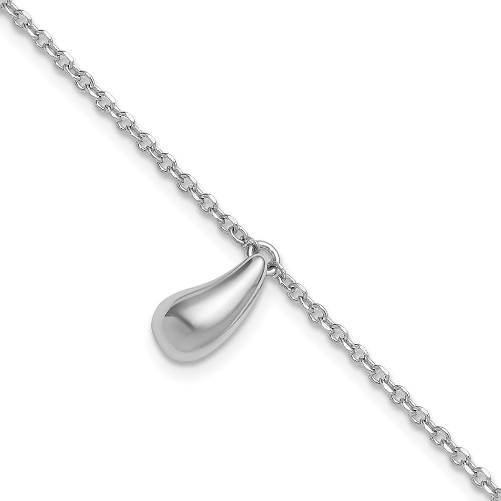 Sterlingsilber Rhodiniert Platin Poliert Hängend Perle 1 Zoll Verlängerung. Armband