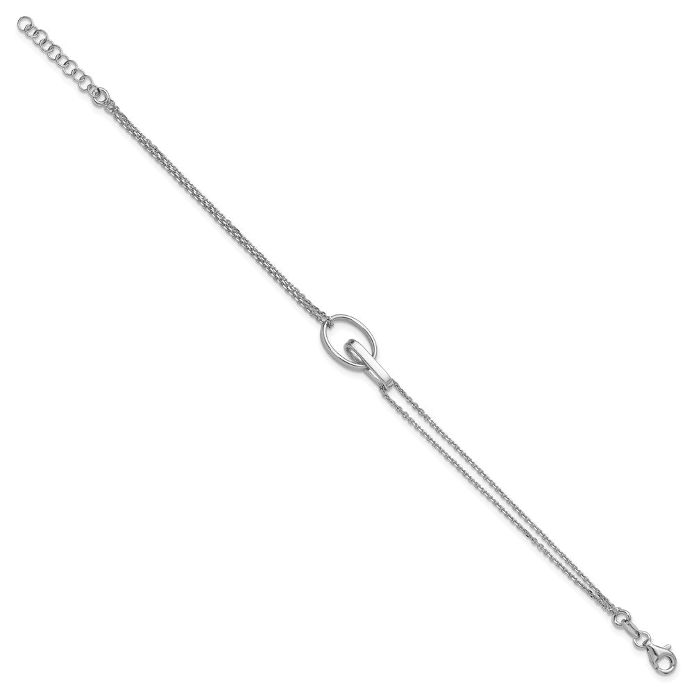 Sterlingsilber Rhodiniert Poliert Oval 1 Zoll Verlängerung. Armband