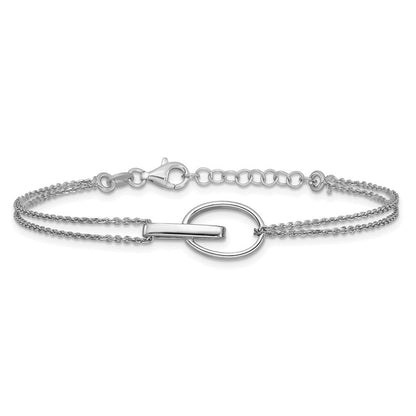 Sterlingsilber Rhodiniert Poliert Oval 1 Zoll Verlängerung. Armband