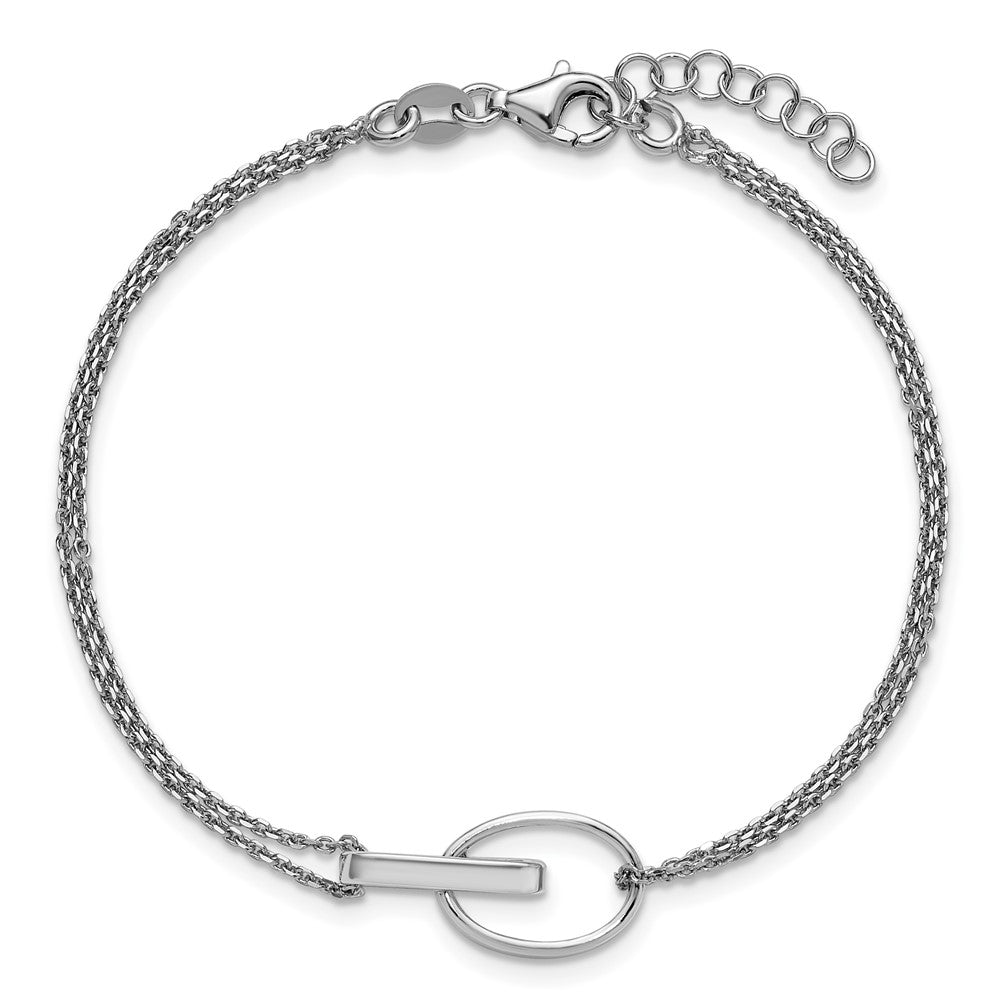 Sterlingsilber Rhodiniert Poliert Oval 1 Zoll Verlängerung. Armband