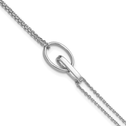 Sterlingsilber Rhodiniert Poliert Oval 1 Zoll Verlängerung. Armband