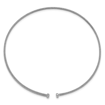 Sterlingsilber Ss Rhodiniert Plt Poliert /textured Draht Wrapped Zirkonia Kragen Halskette