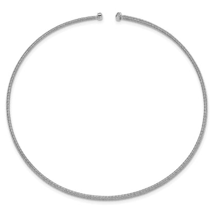 Sterlingsilber Ss Rhodiniert Plt Poliert /textured Draht Wrapped Zirkonia Kragen Halskette