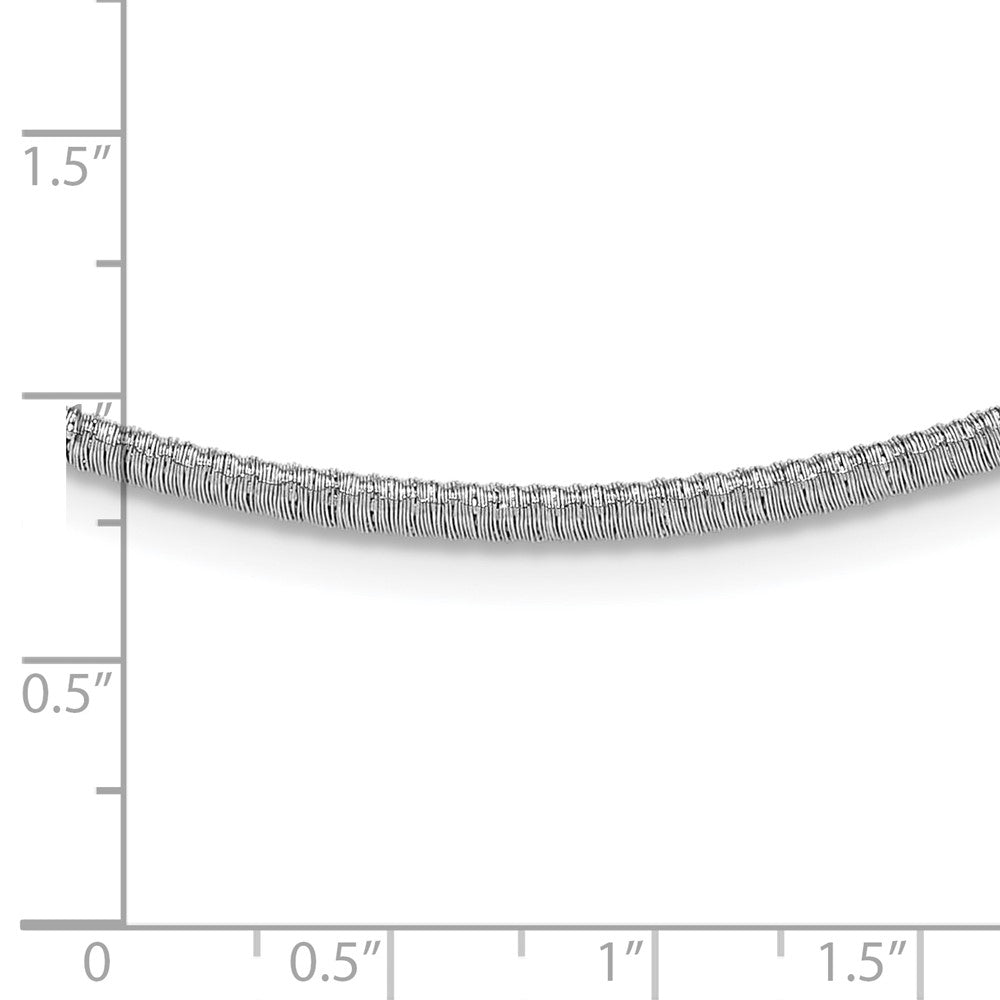 Sterlingsilber Ss Rhodiniert Plt Poliert /textured Draht Wrapped Zirkonia Kragen Halskette