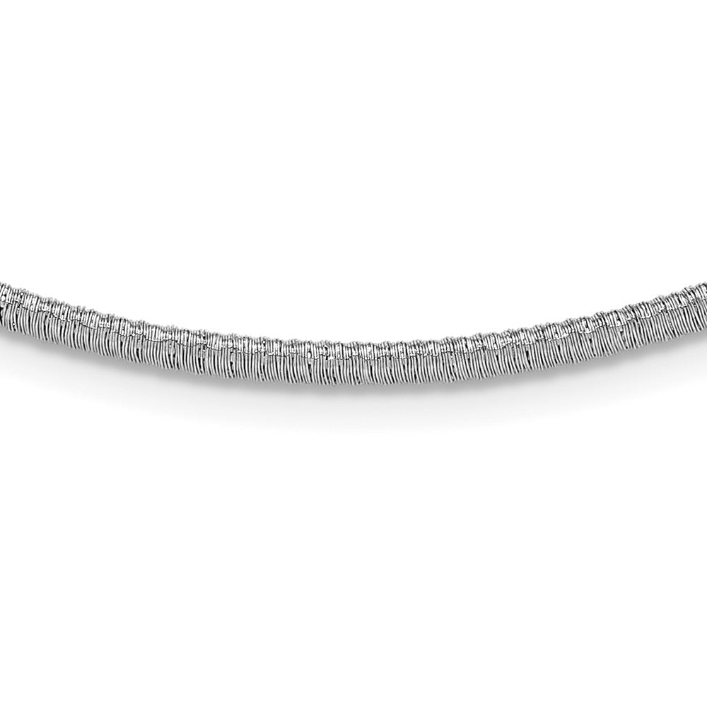 Sterlingsilber Ss Rhodiniert Plt Poliert /textured Draht Wrapped Zirkonia Kragen Halskette