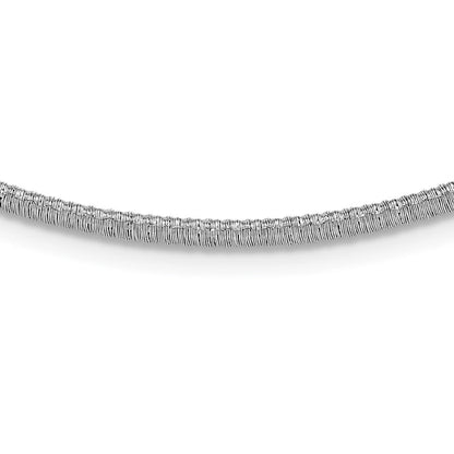 Sterlingsilber Ss Rhodiniert Plt Poliert /textured Draht Wrapped Zirkonia Kragen Halskette