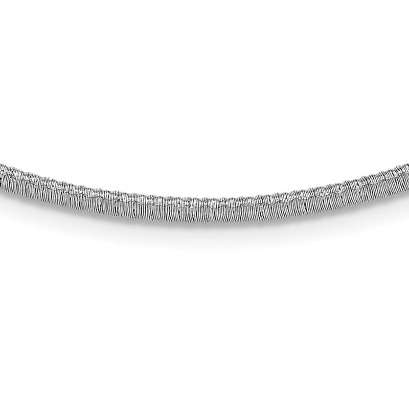 Sterlingsilber Ss Rhodiniert Plt Poliert /textured Draht Wrapped Zirkonia Kragen Halskette