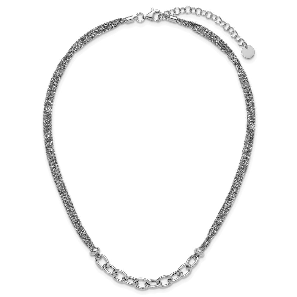 Sterlingsilber Ss Rhodiniert Poliert Multi Strang Glieder 2 Zoll Verlängerung. Halskette