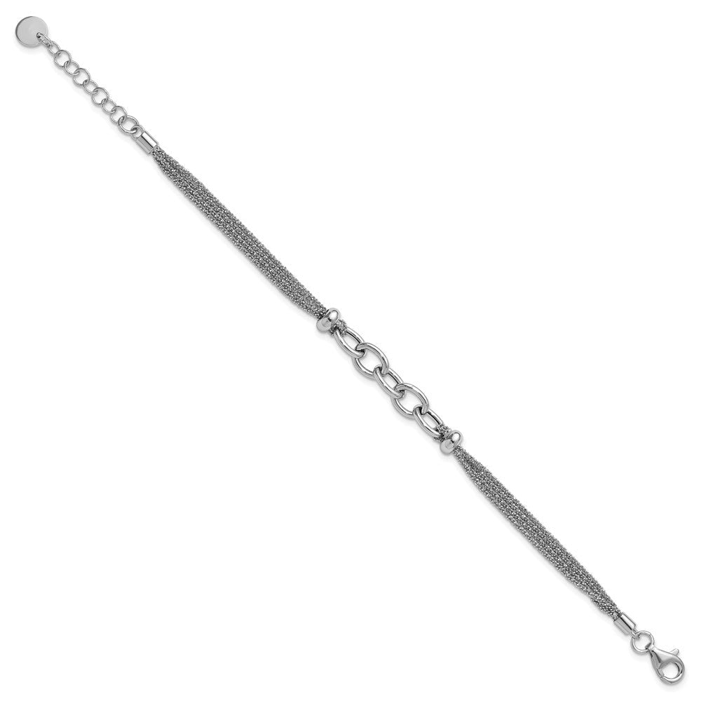 Sterlingsilber Ss Rhodiniert Poliert Multi Strang Glieder mit 1 Zoll Verlängerung. Armband