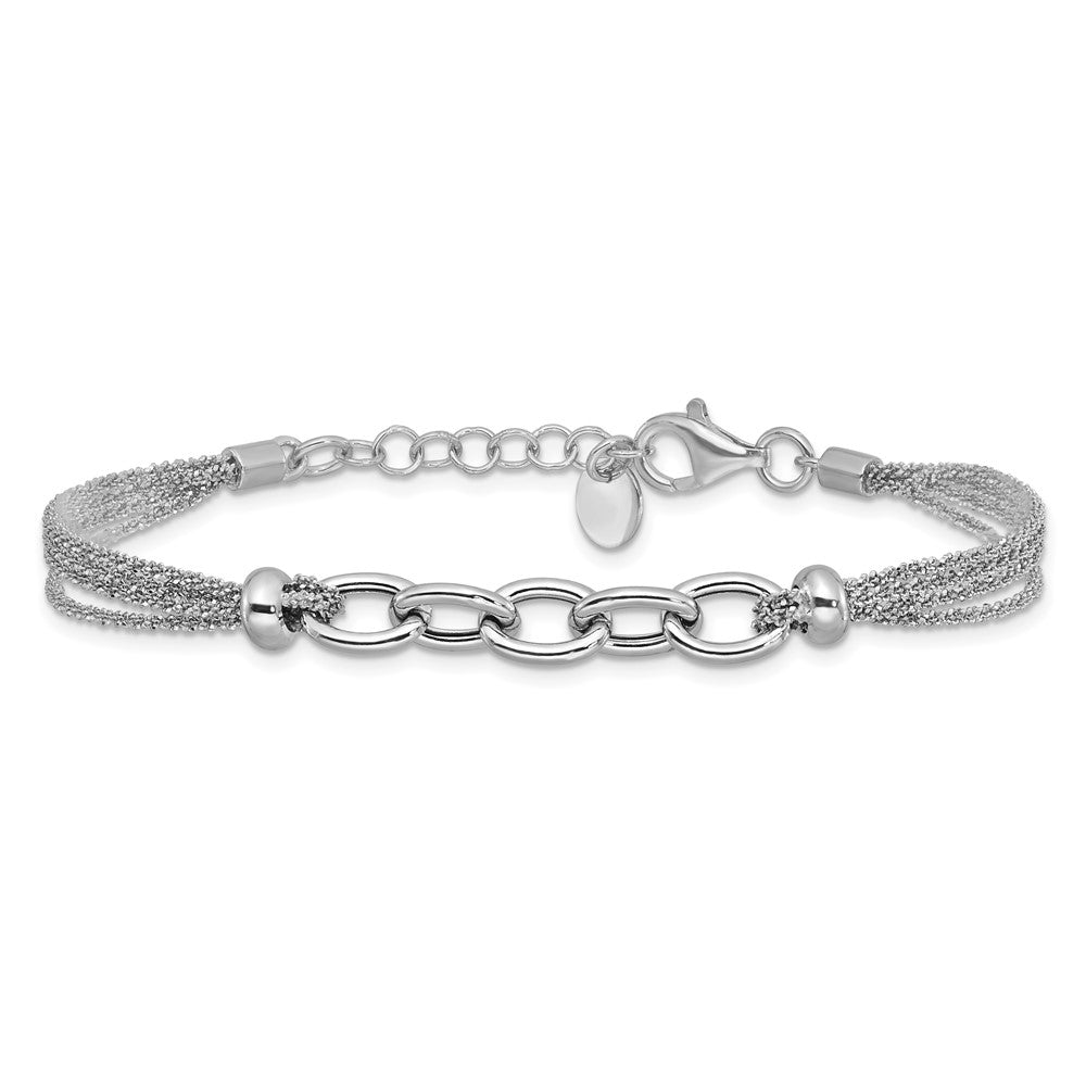 Sterlingsilber Ss Rhodiniert Poliert Multi Strang Glieder mit 1 Zoll Verlängerung. Armband