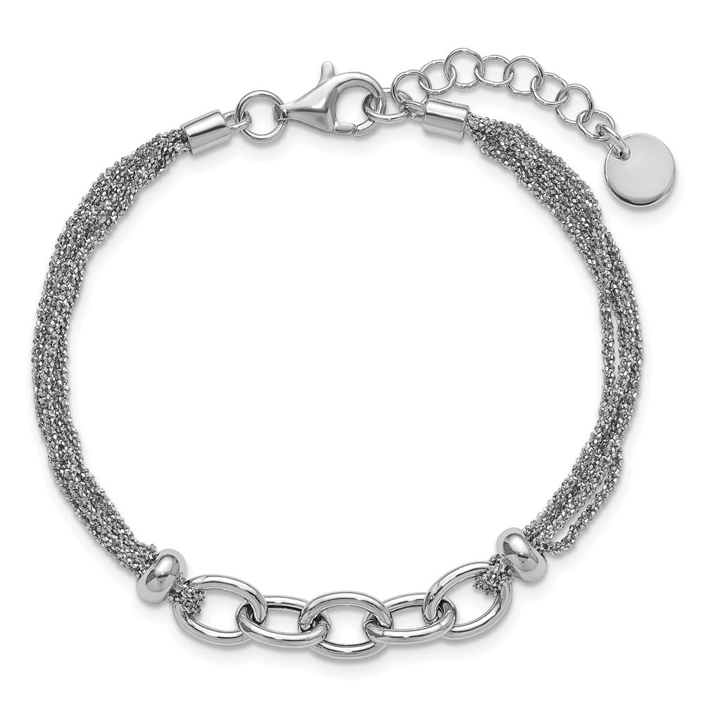 Sterlingsilber Ss Rhodiniert Poliert Multi Strang Glieder mit 1 Zoll Verlängerung. Armband