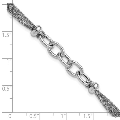 Sterlingsilber Ss Rhodiniert Poliert Multi Strang Glieder mit 1 Zoll Verlängerung. Armband
