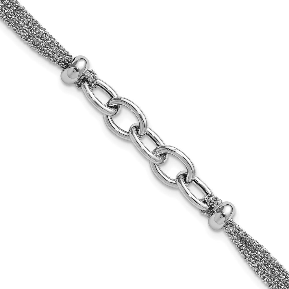Sterlingsilber Ss Rhodiniert Poliert Multi Strang Glieder mit 1 Zoll Verlängerung. Armband