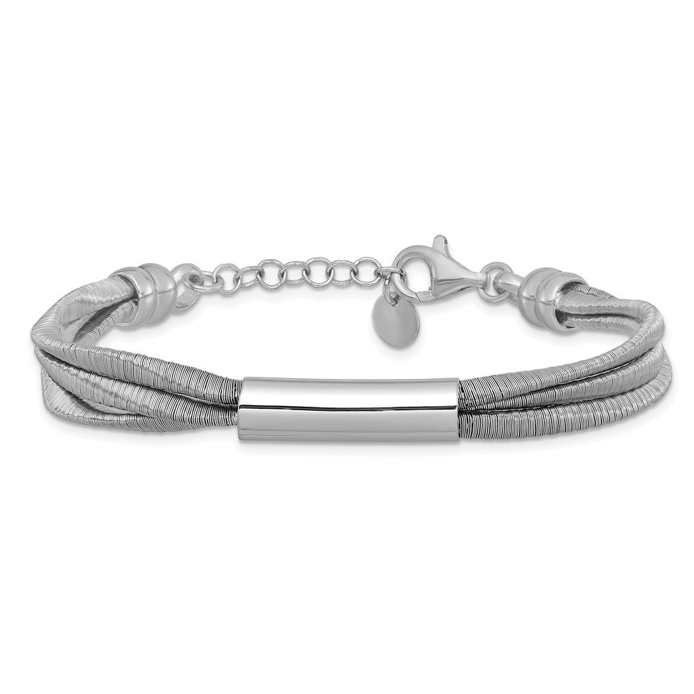 Sterlingsilber Ss Rhodiniert Draht Wrapped 3 Strang Stab mit 1 Zoll Verlängerung. Armband