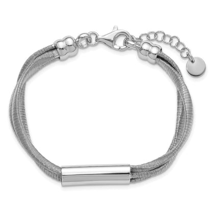 Sterlingsilber Ss Rhodiniert Draht Wrapped 3 Strang Stab mit 1 Zoll Verlängerung. Armband