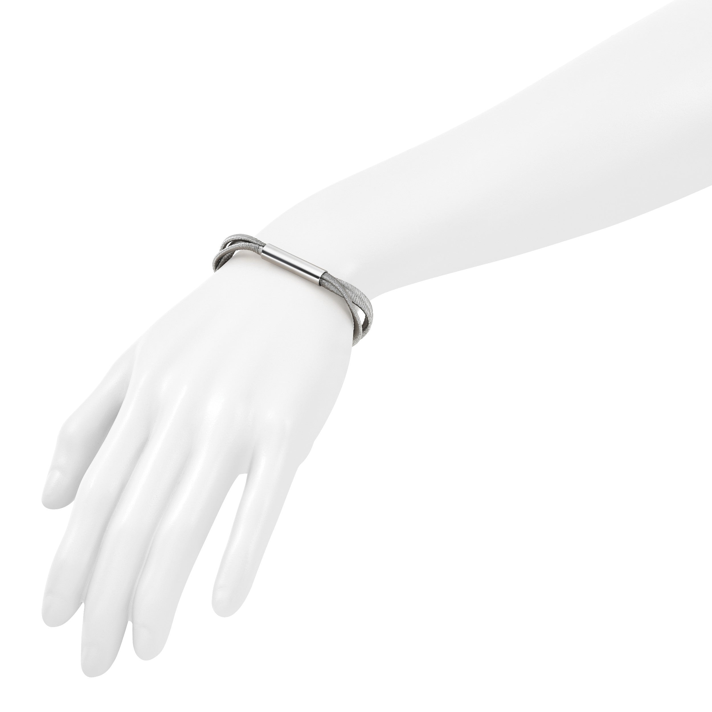 Sterlingsilber Ss Rhodiniert Draht Wrapped 3 Strang Stab mit 1 Zoll Verlängerung. Armband