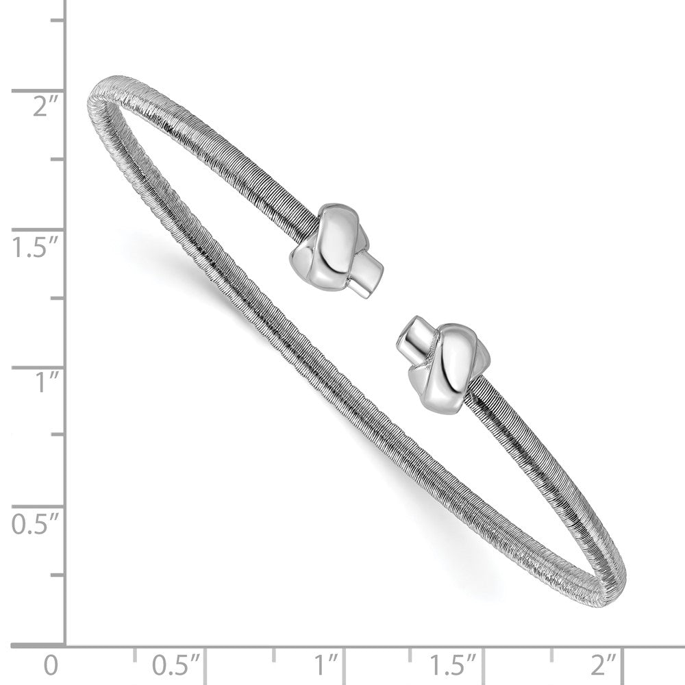 Sterlingsilber Ss Rhodiniert Poliert Knots Draht Wrapped Manschette Armreif