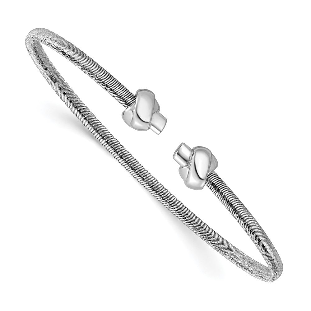 Sterlingsilber Ss Rhodiniert Poliert Knots Draht Wrapped Manschette Armreif