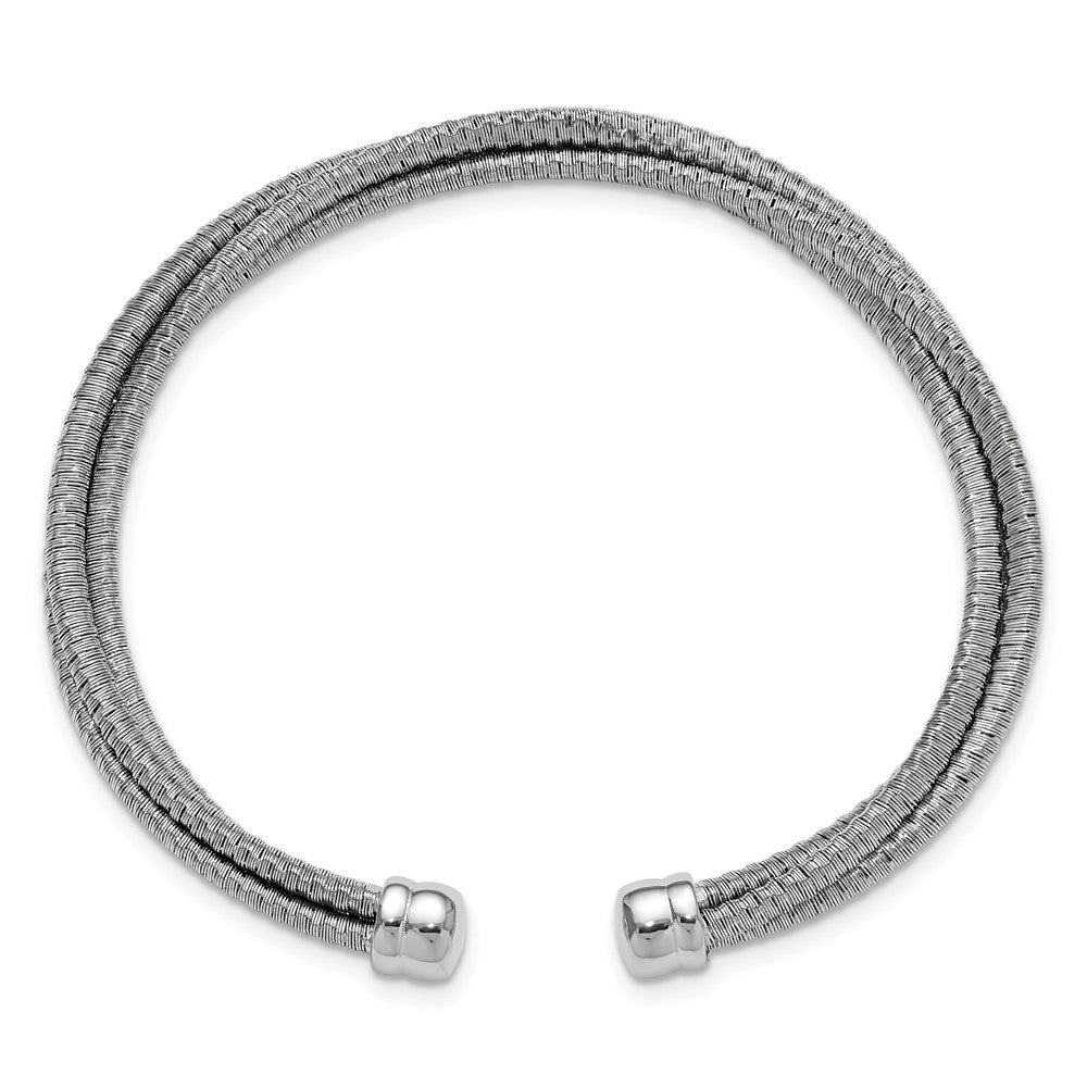 Sterlingsilber Ss Rhodiniert Poliert Multi Draht Wrapped Manschette Armreif