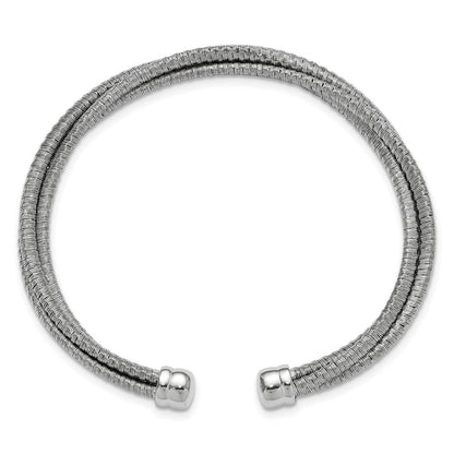 Sterlingsilber Ss Rhodiniert Poliert Multi Draht Wrapped Manschette Armreif