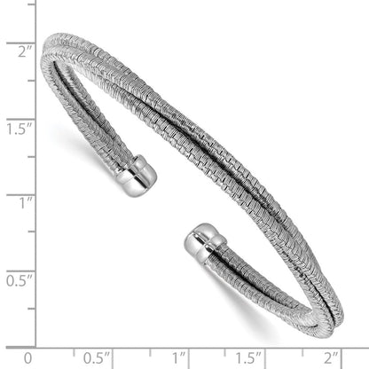 Sterlingsilber Ss Rhodiniert Poliert Multi Draht Wrapped Manschette Armreif