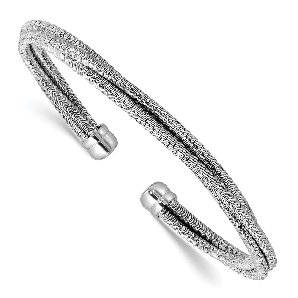 Sterlingsilber Ss Rhodiniert Poliert Multi Draht Wrapped Manschette Armreif
