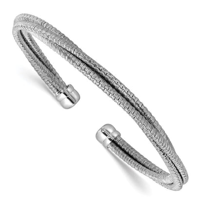 Sterlingsilber Ss Rhodiniert Poliert Multi Draht Wrapped Manschette Armreif