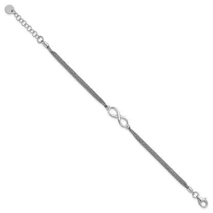 Sterlingsilber Ss Rhodiniert Multi Strang Unendlichkeit mit 1 Zoll Verlängerung. Armband