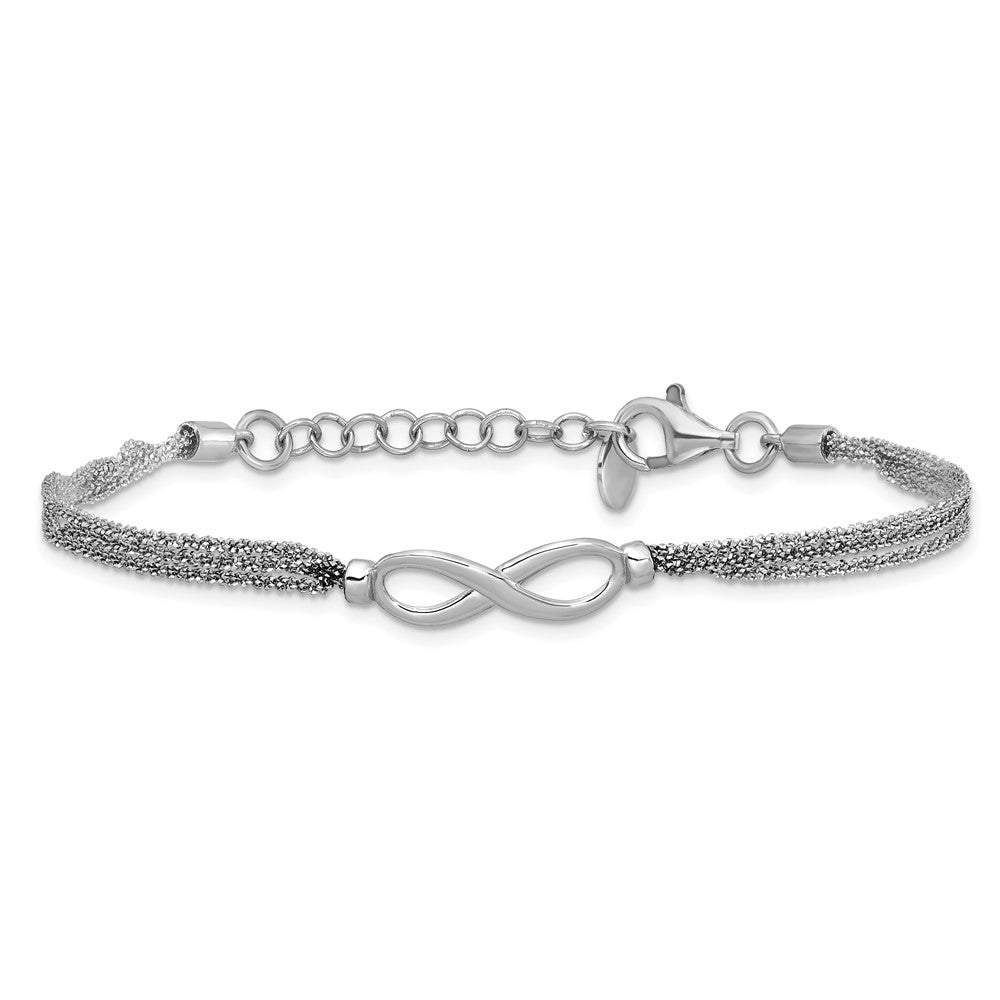 Sterlingsilber Ss Rhodiniert Multi Strang Unendlichkeit mit 1 Zoll Verlängerung. Armband