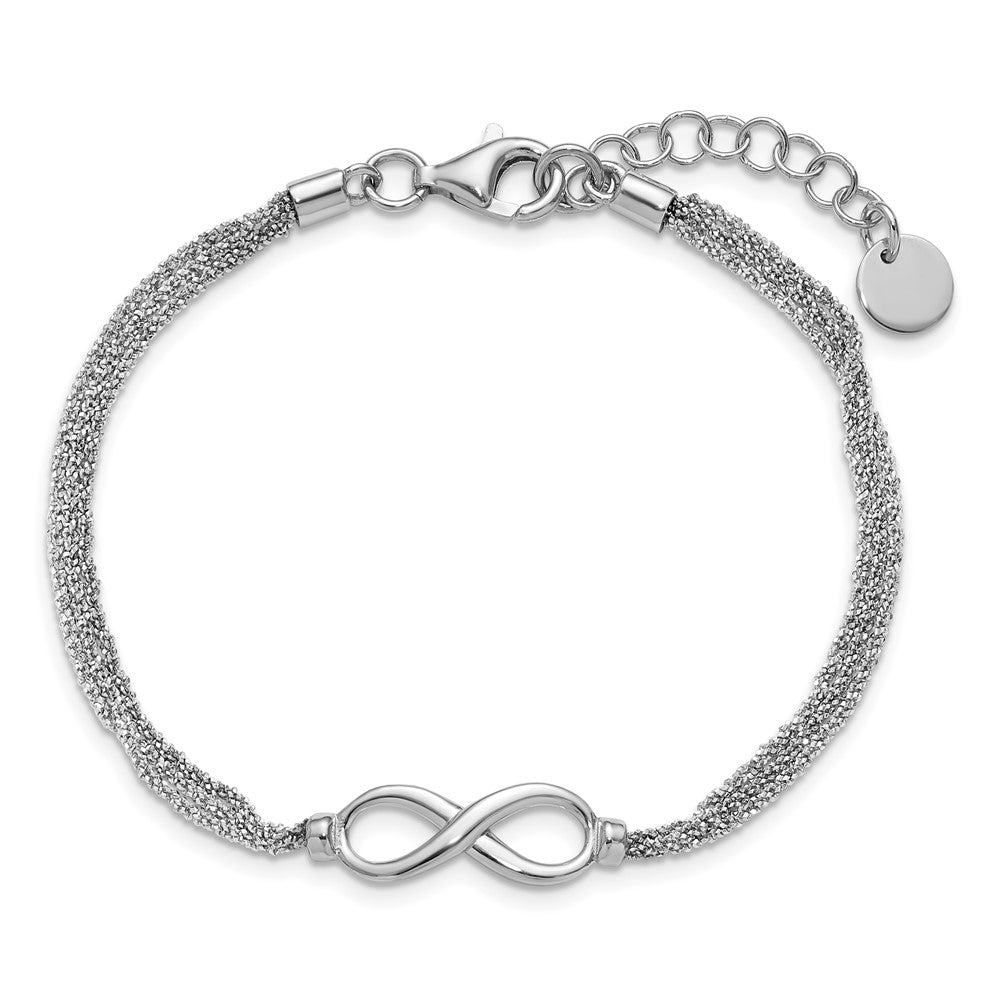 Sterlingsilber Ss Rhodiniert Multi Strang Unendlichkeit mit 1 Zoll Verlängerung. Armband