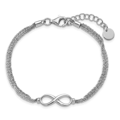 Sterlingsilber Ss Rhodiniert Multi Strang Unendlichkeit mit 1 Zoll Verlängerung. Armband
