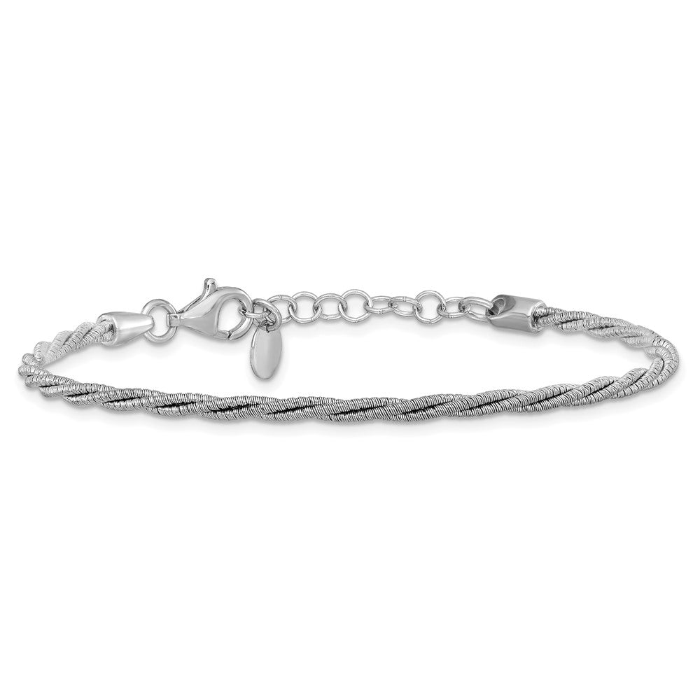Sterlingsilber Ss Rhodiniert Gedreht Draht Wrapped mit 1 Zoll Verlängerung. Armband