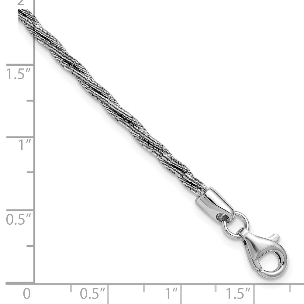 Sterlingsilber Ss Rhodiniert Gedreht Draht Wrapped mit 1 Zoll Verlängerung. Armband