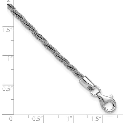 Sterlingsilber Ss Rhodiniert Gedreht Draht Wrapped mit 1 Zoll Verlängerung. Armband