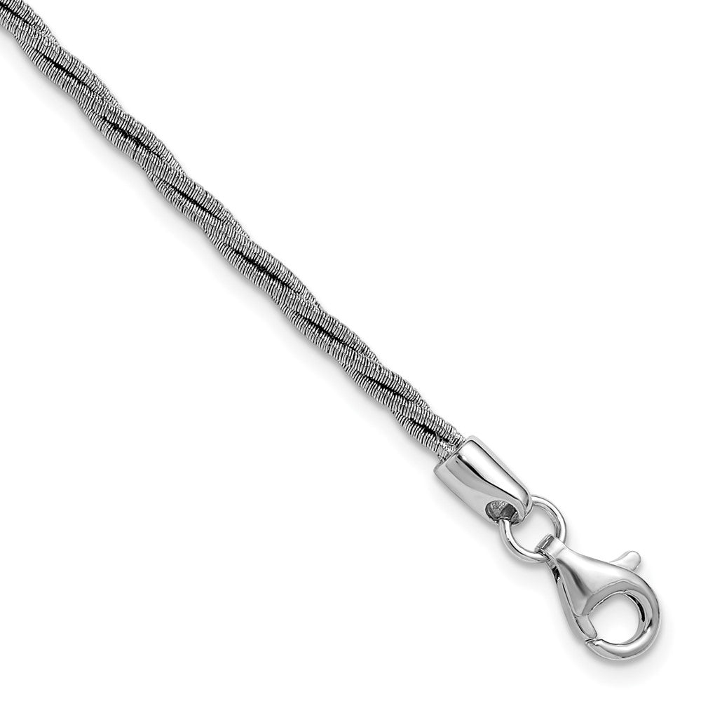 Sterlingsilber Ss Rhodiniert Gedreht Draht Wrapped mit 1 Zoll Verlängerung. Armband