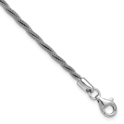 Sterlingsilber Ss Rhodiniert Gedreht Draht Wrapped mit 1 Zoll Verlängerung. Armband