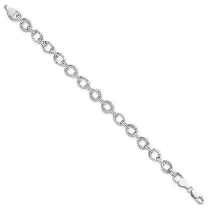 7.5 Zoll Sterlingsilber Poliert und Strukturiert Glieder Armband