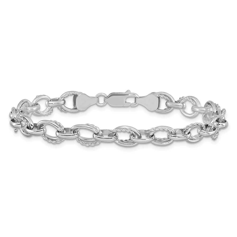 7.5 Zoll Sterlingsilber Poliert und Strukturiert Glieder Armband