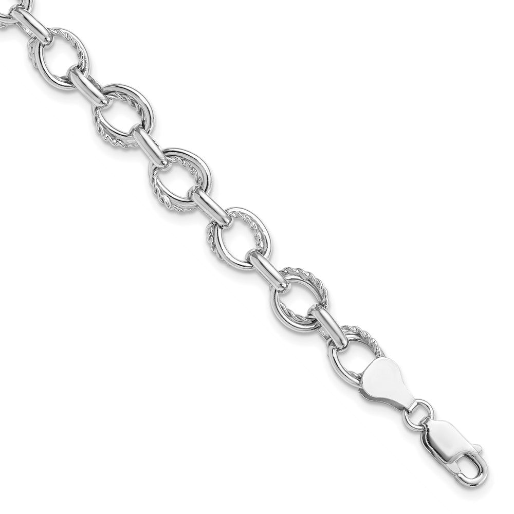 7.5 Zoll Sterlingsilber Poliert und Strukturiert Glieder Armband