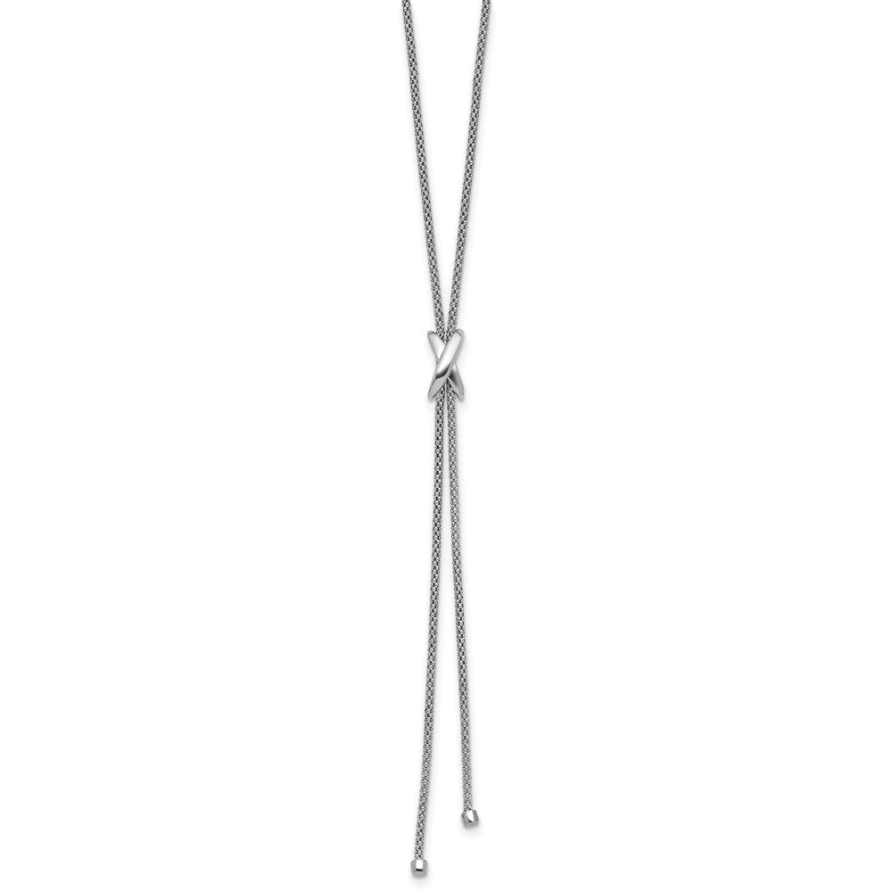 Sterlingsilber Ss Rhodiniert Poliert X Lariat mit 2 Zoll Verlängerung. Halskette